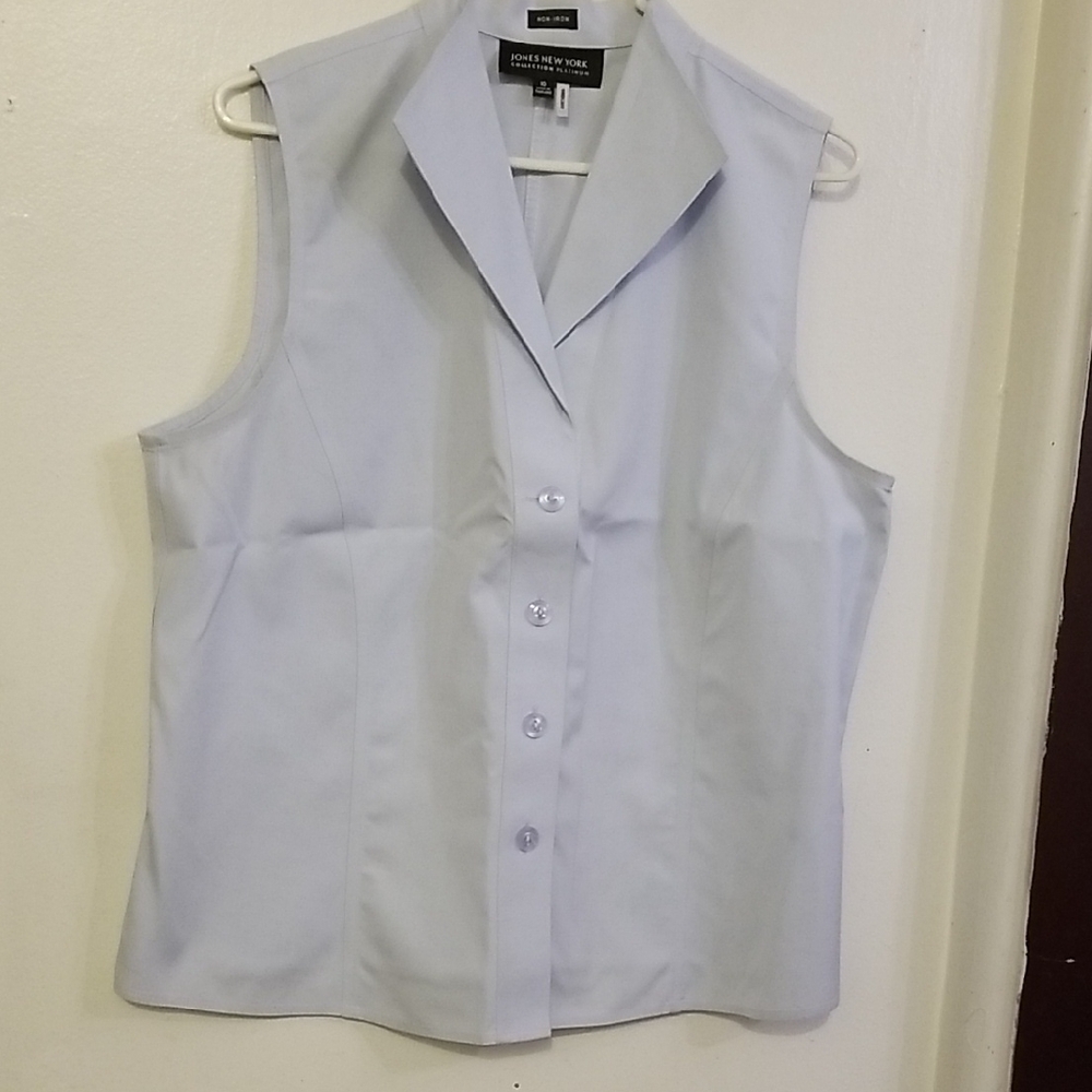 Jones New York Light Blue Sleeveless Blouse